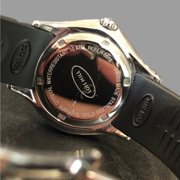 LOIS HILL Round Hot Pink Scroll Face Watch Filigree Rubber Band Sapphire Crystal - Picture 3 of 17